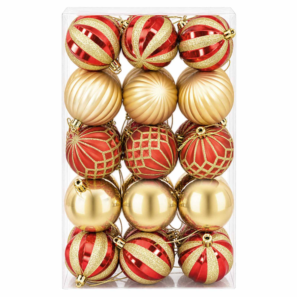 Christmas Ball Set 30 pcs Gold and Red Ø 6 cm Plastic