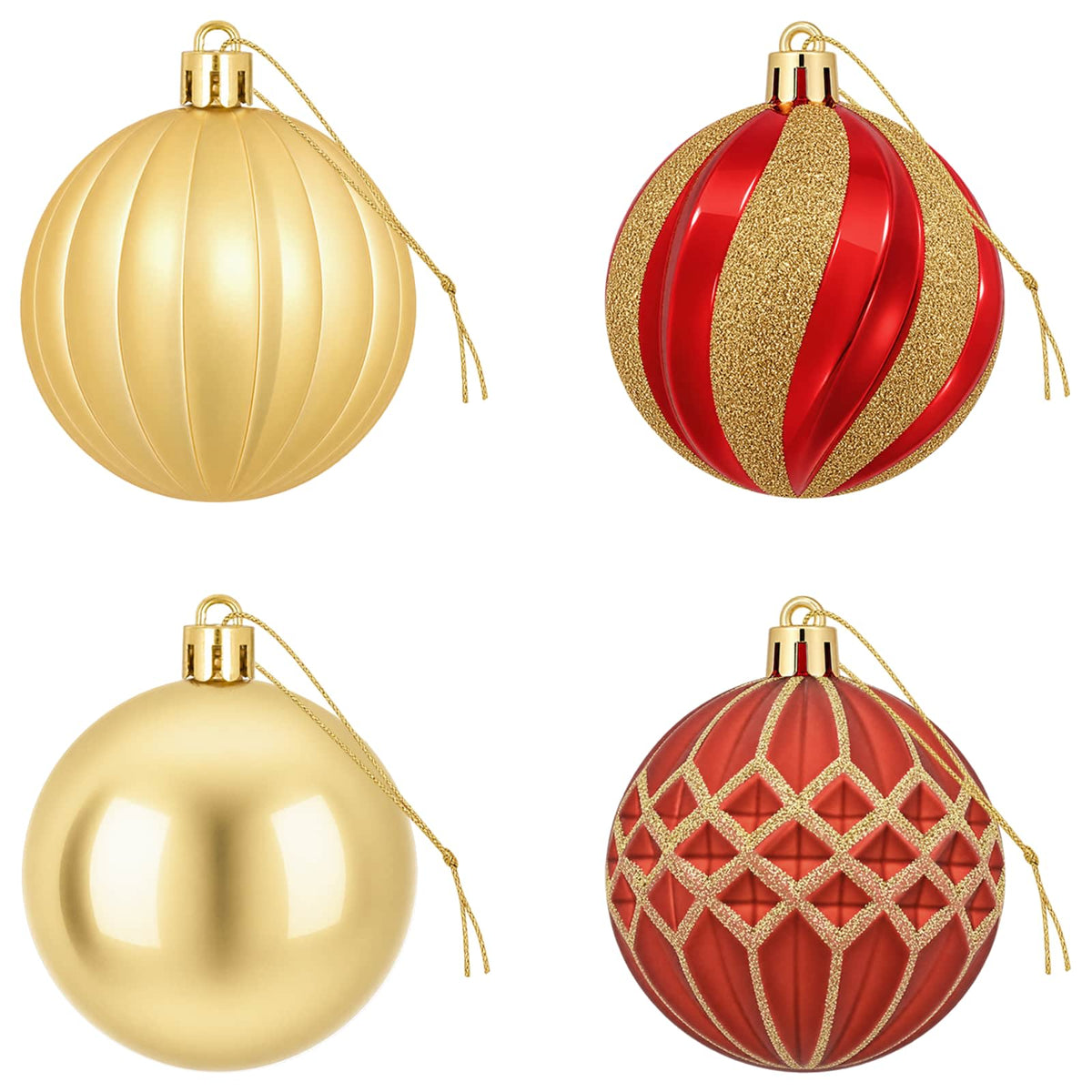 Christmas Ball Set 30 pcs Gold and Red Ø 6 cm Plastic