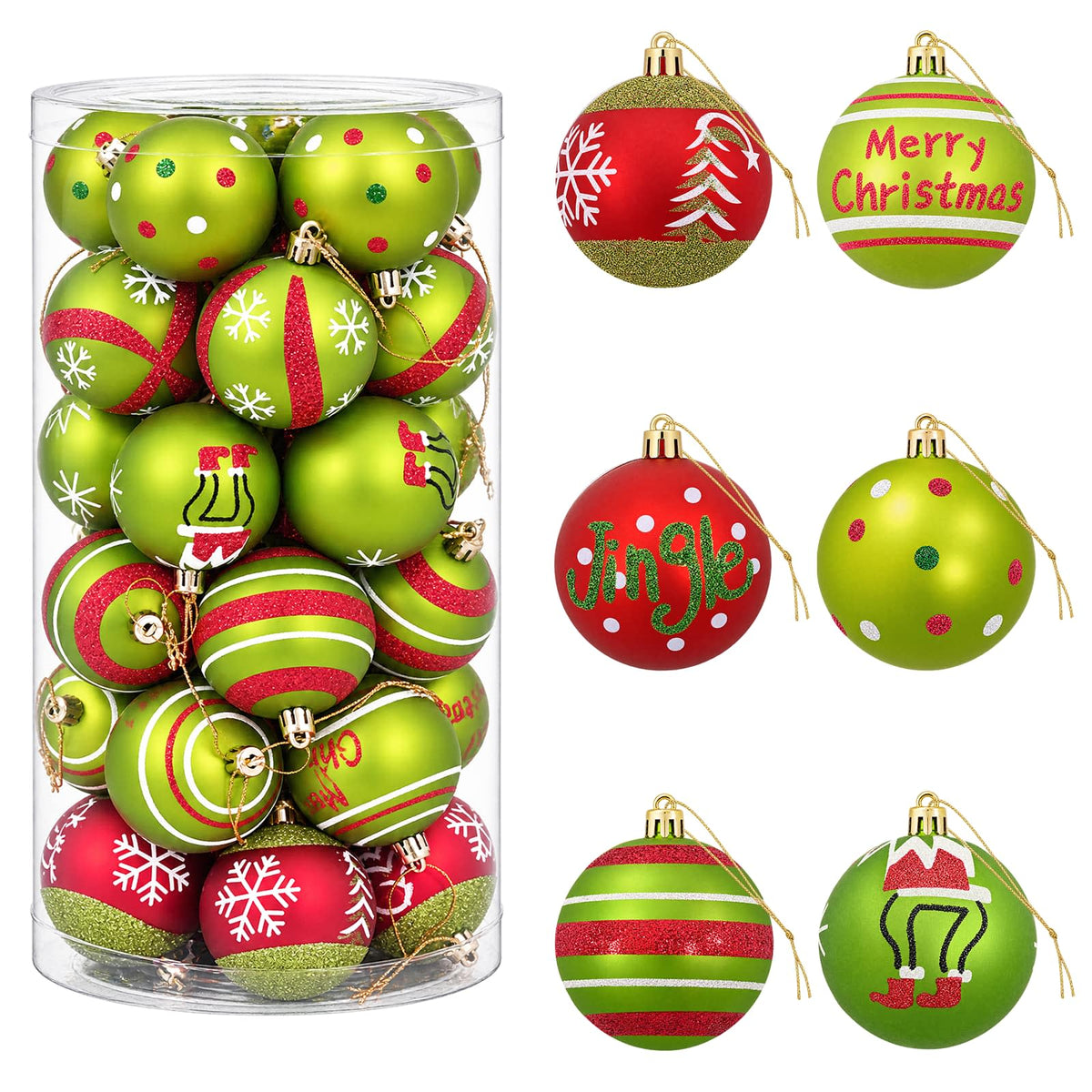 Christmas Ball Set 30 pcs Light Green Dia. 6 cm Plastic
