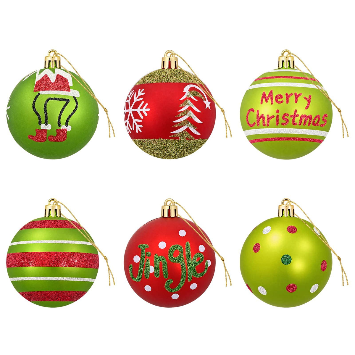 Christmas Ball Set 30 pcs Light Green Dia. 6 cm Plastic