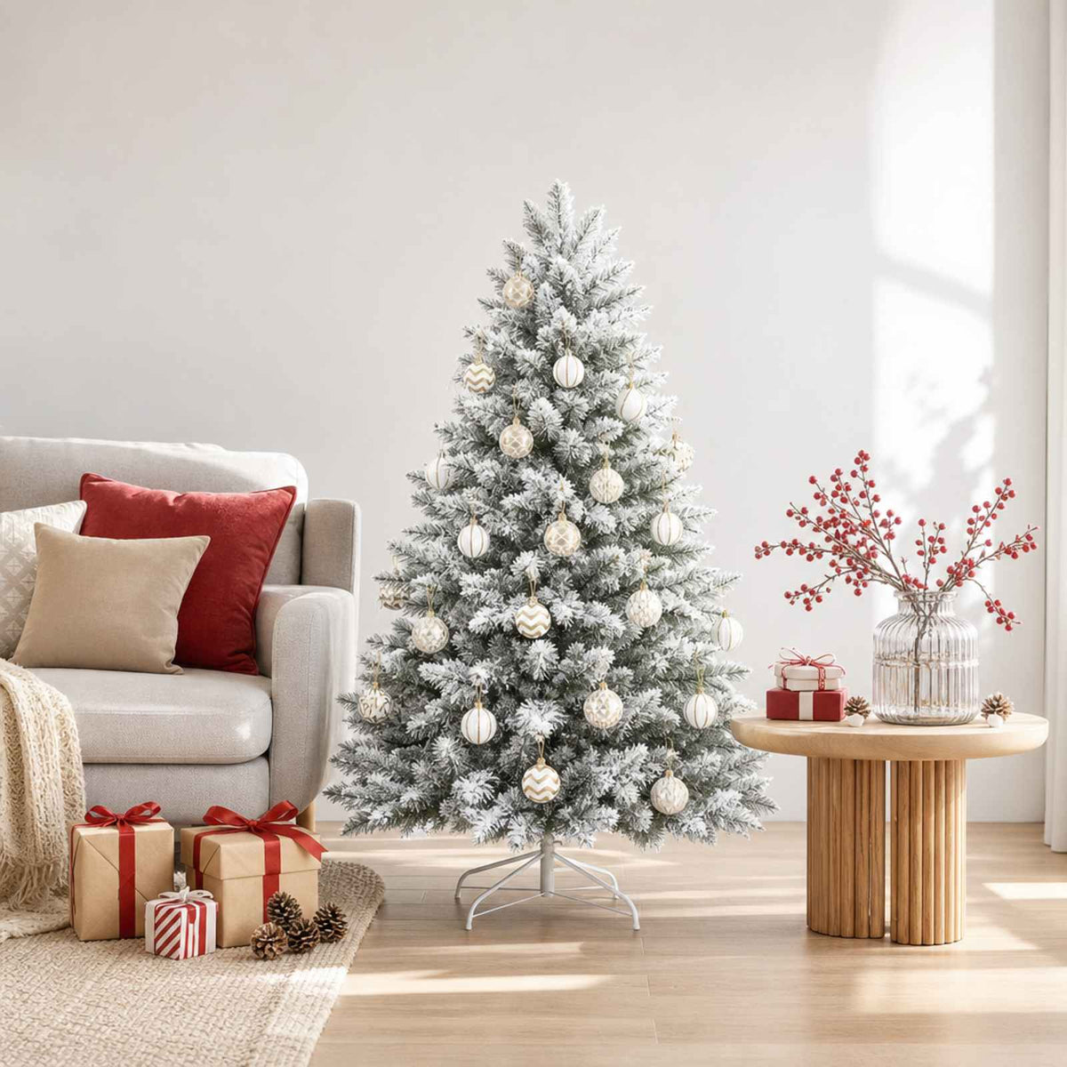 Christmas Ball Set 30 pcs Gold and White Ø 6 cm Plastic