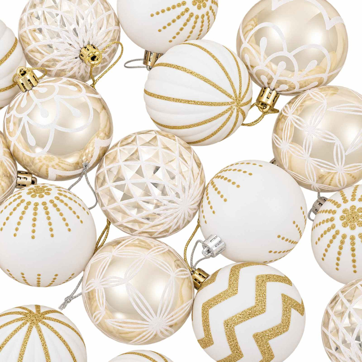 Christmas Ball Set 30 pcs Gold and White Ø 6 cm Plastic