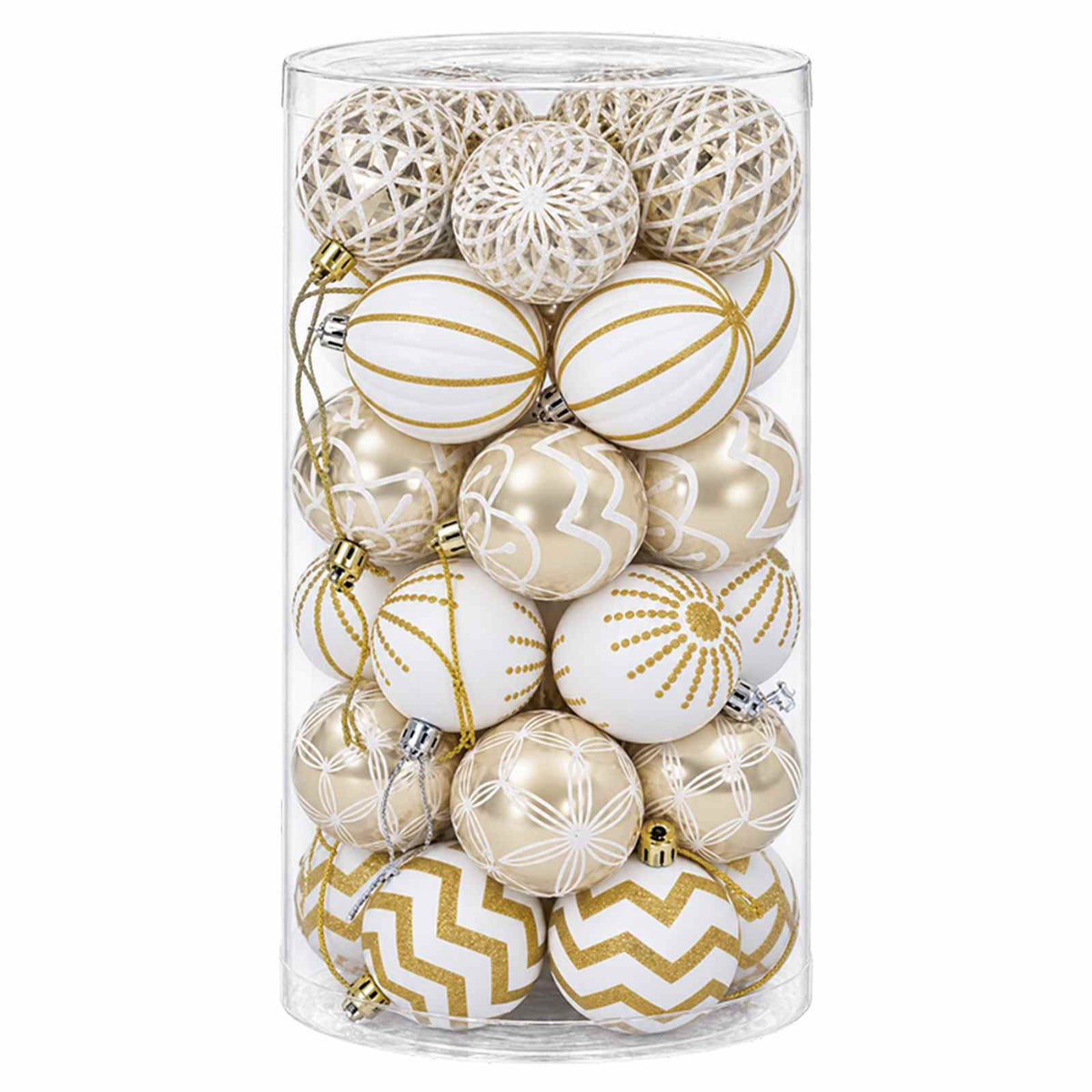 Christmas Ball Set 30 pcs Gold and White Ø 6 cm Plastic