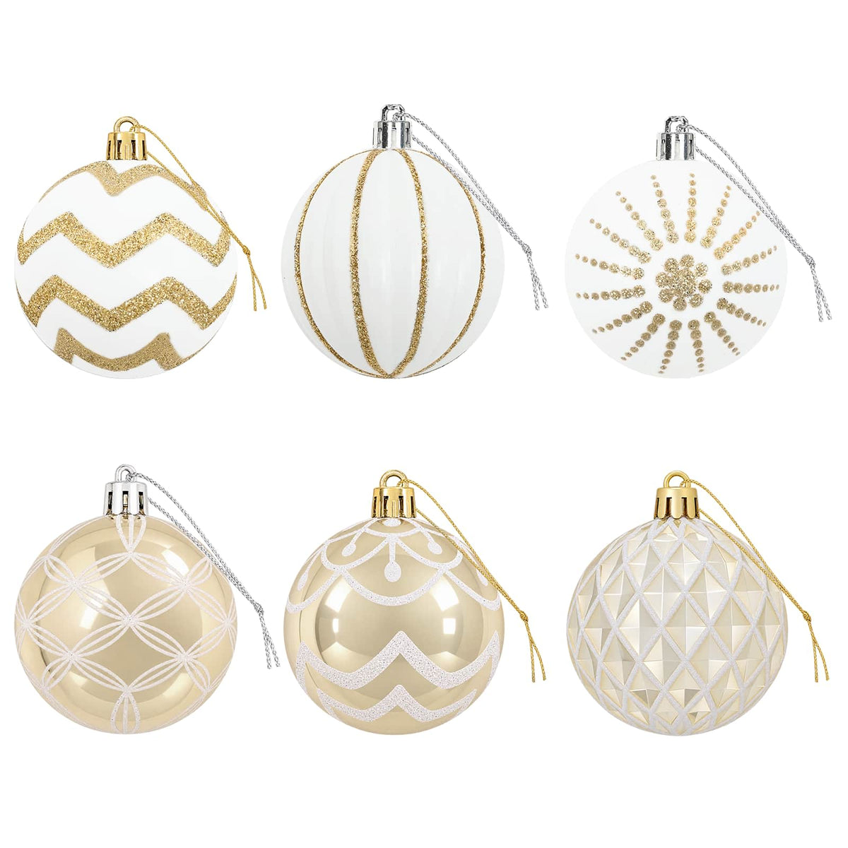 Christmas Ball Set 30 pcs Gold and White Ø 6 cm Plastic