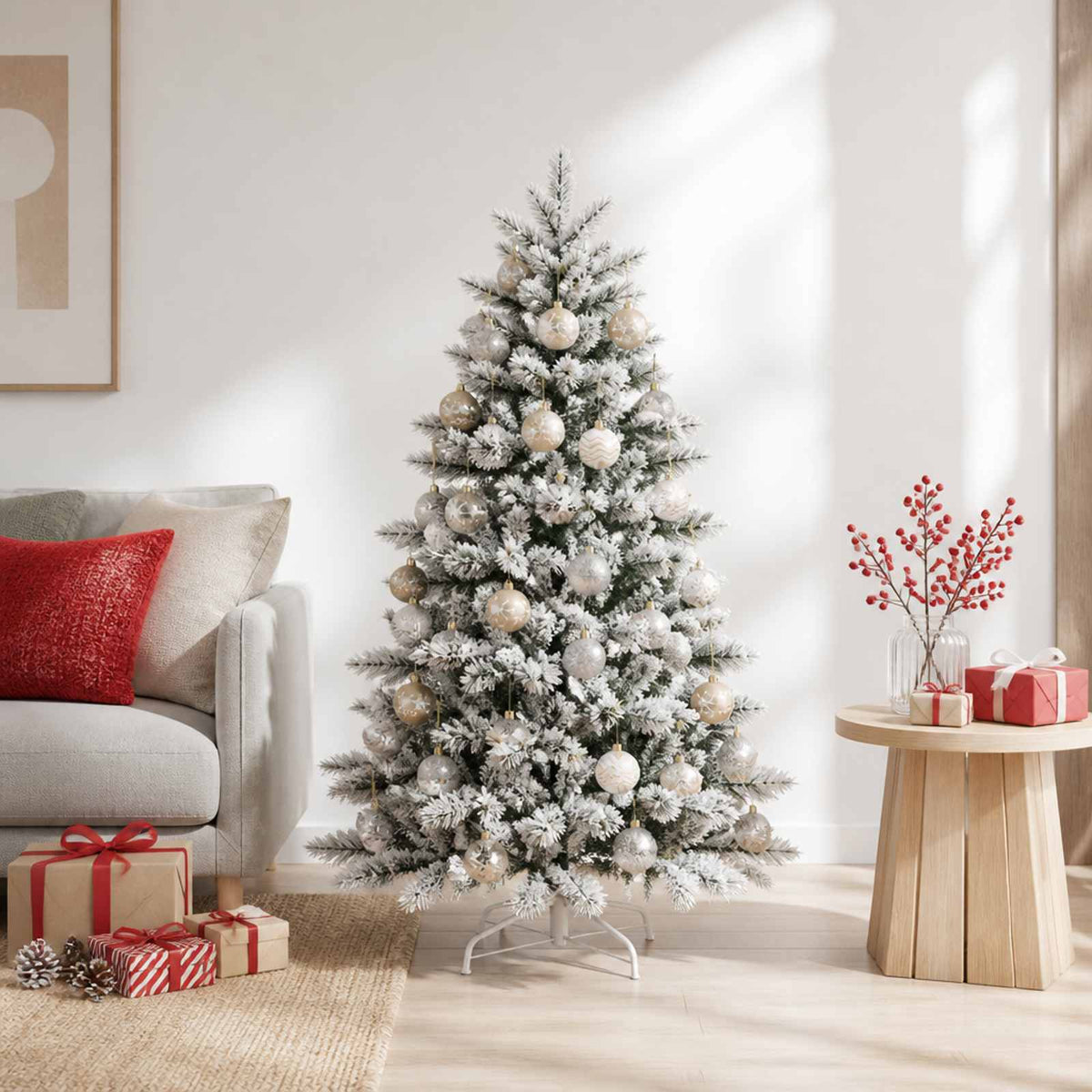 Christmas Ball Set 32 pcs Gold Transparent and White Dia. 6 cm