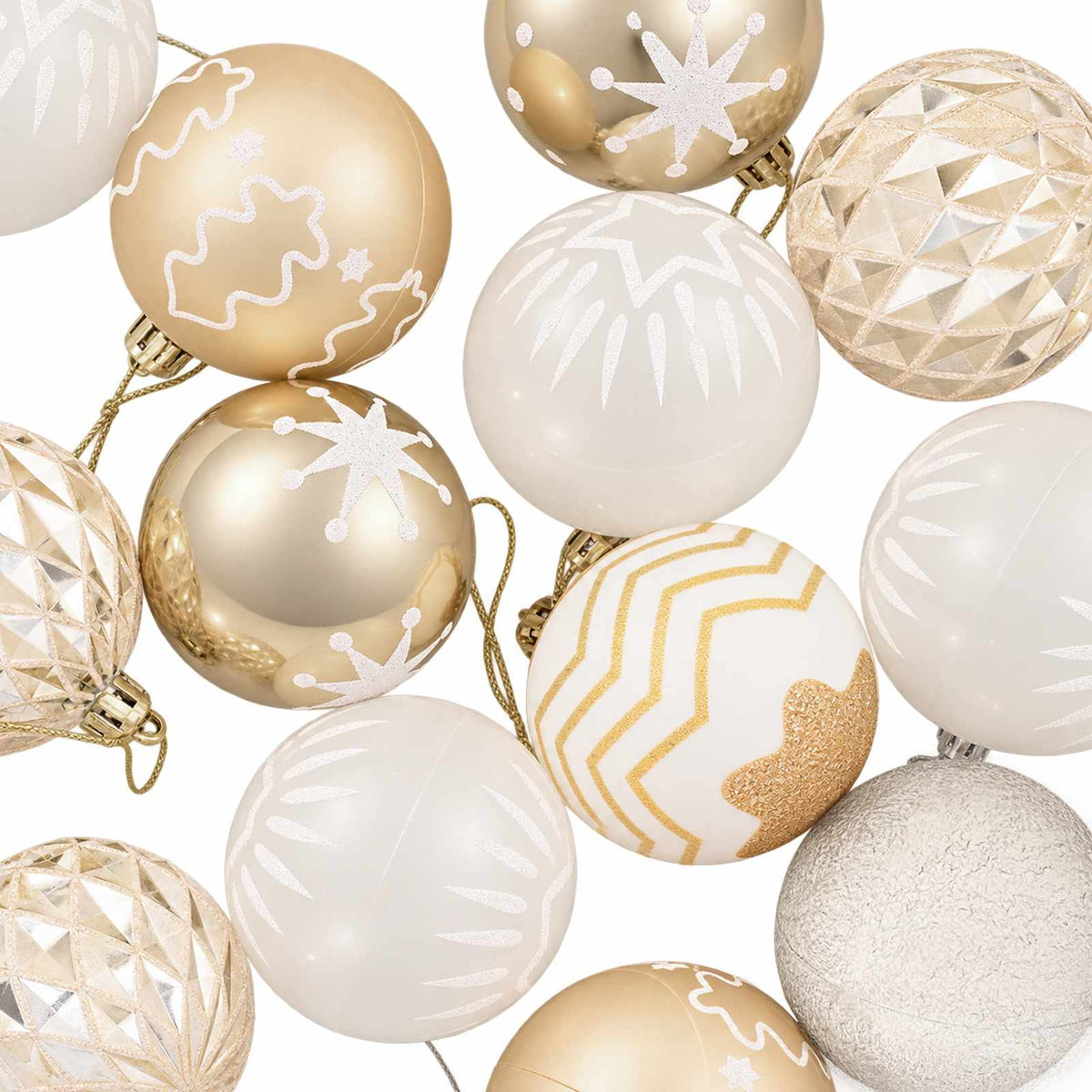 Christmas Ball Set 32 pcs Gold Transparent and White Dia. 6 cm
