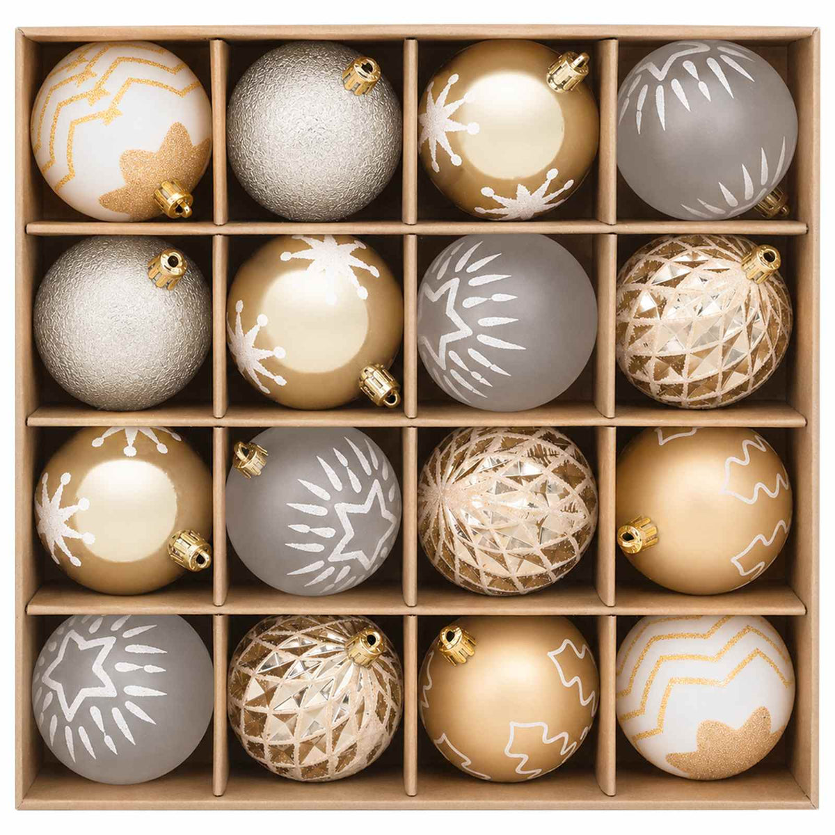 Christmas Ball Set 32 pcs Gold Transparent and White Dia. 6 cm