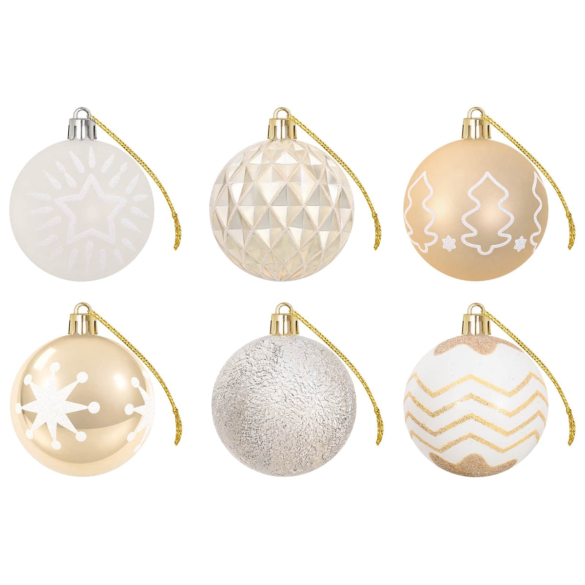 Christmas Ball Set 32 pcs Gold Transparent and White Dia. 6 cm