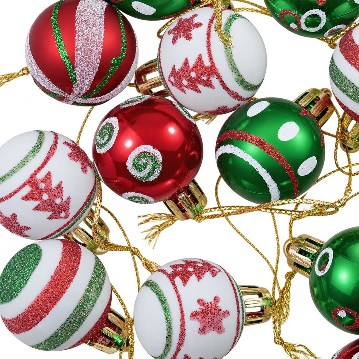 Christmas Ball Set 72 pcs Red, White and Green Ø 3 cm Plastic