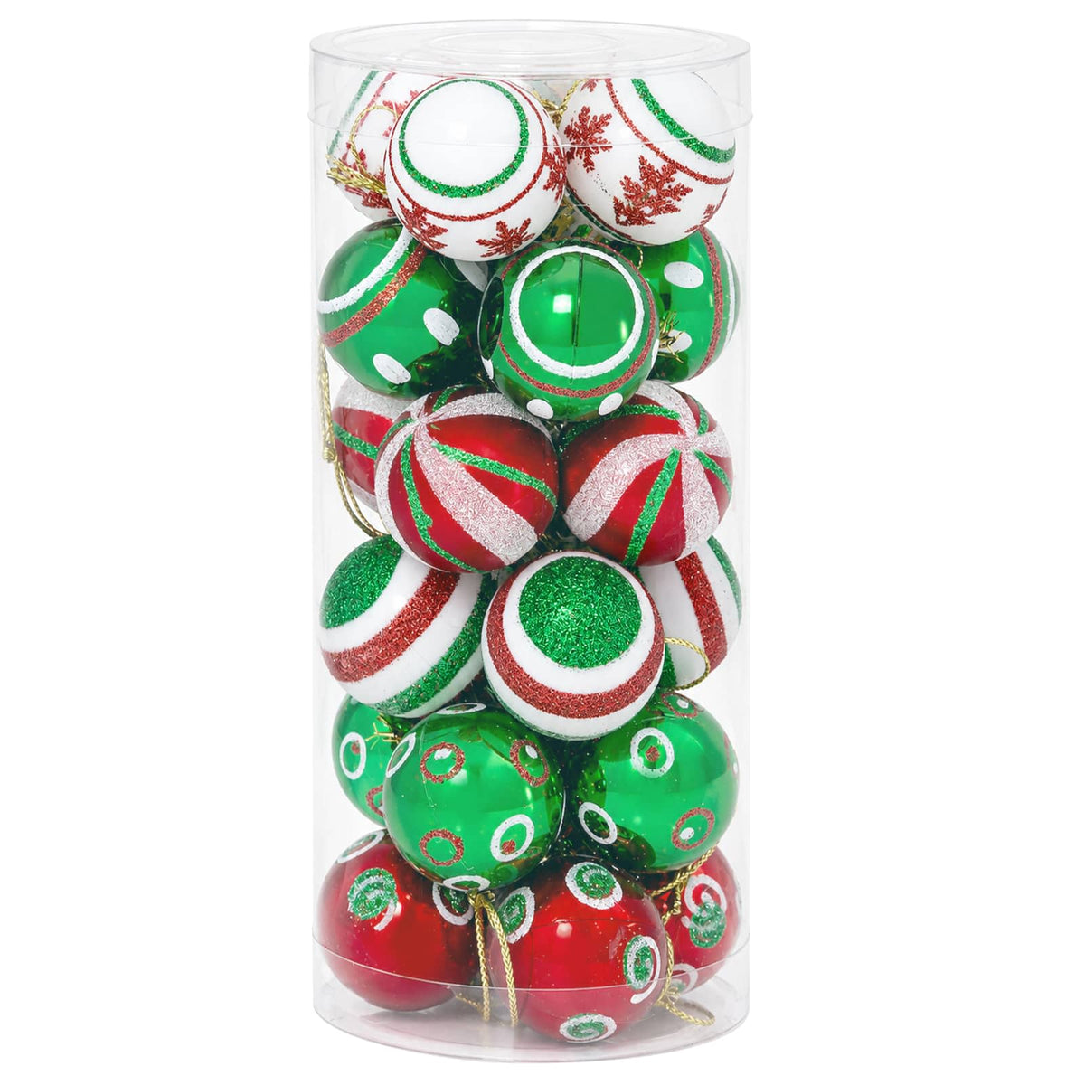 Christmas Ball Set 72 pcs Red, White and Green Ø 3 cm Plastic