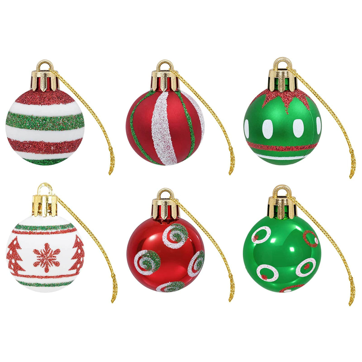 Christmas Ball Set 72 pcs Red, White and Green Ø 3 cm Plastic