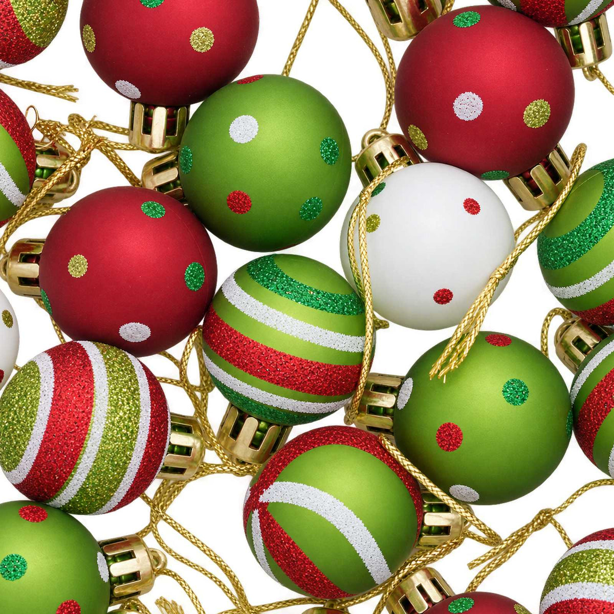 Christmas Ball Set 72 pcs Light Green, White and Red Ø 3 cm