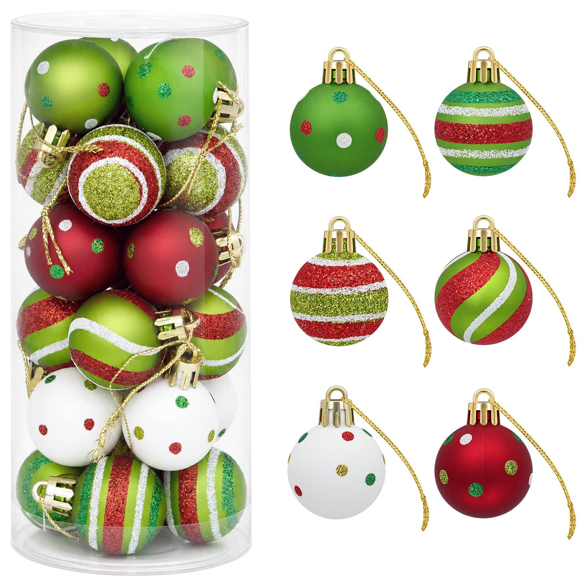 Christmas Ball Set 72 pcs Light Green, White and Red Ø 3 cm