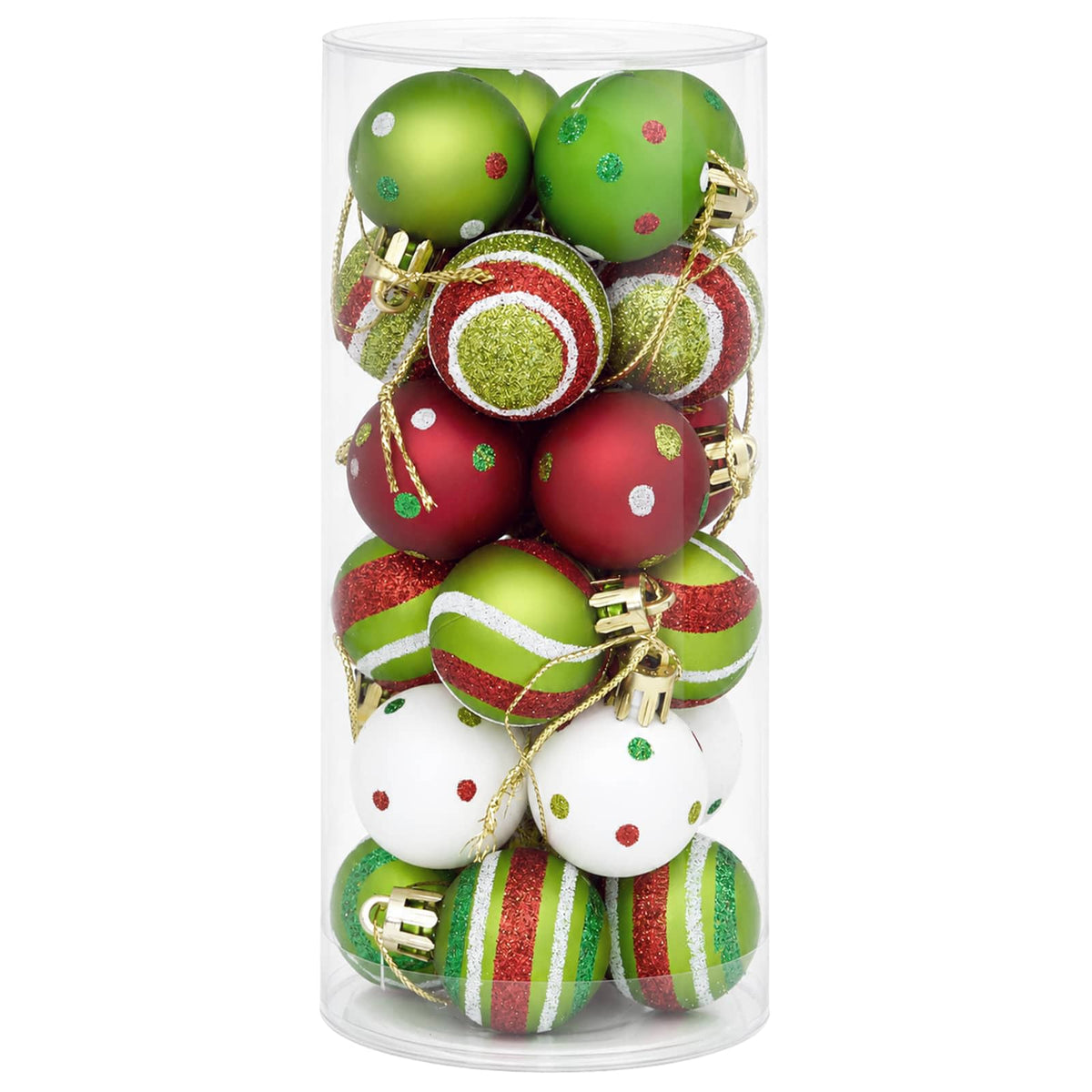 Christmas Ball Set 72 pcs Light Green, White and Red Ø 3 cm
