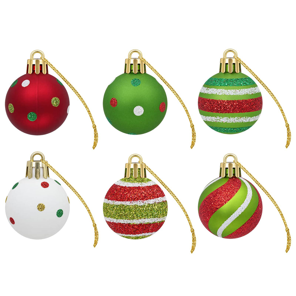 Christmas Ball Set 72 pcs Light Green, White and Red Ø 3 cm