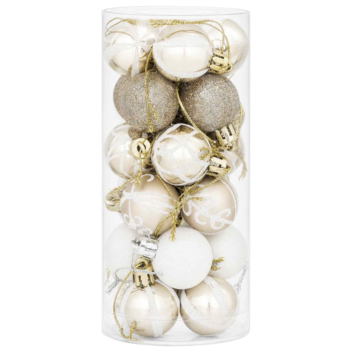 Christmas Ball Set 72 pcs Champagne and White Ø 3 cm Plastic