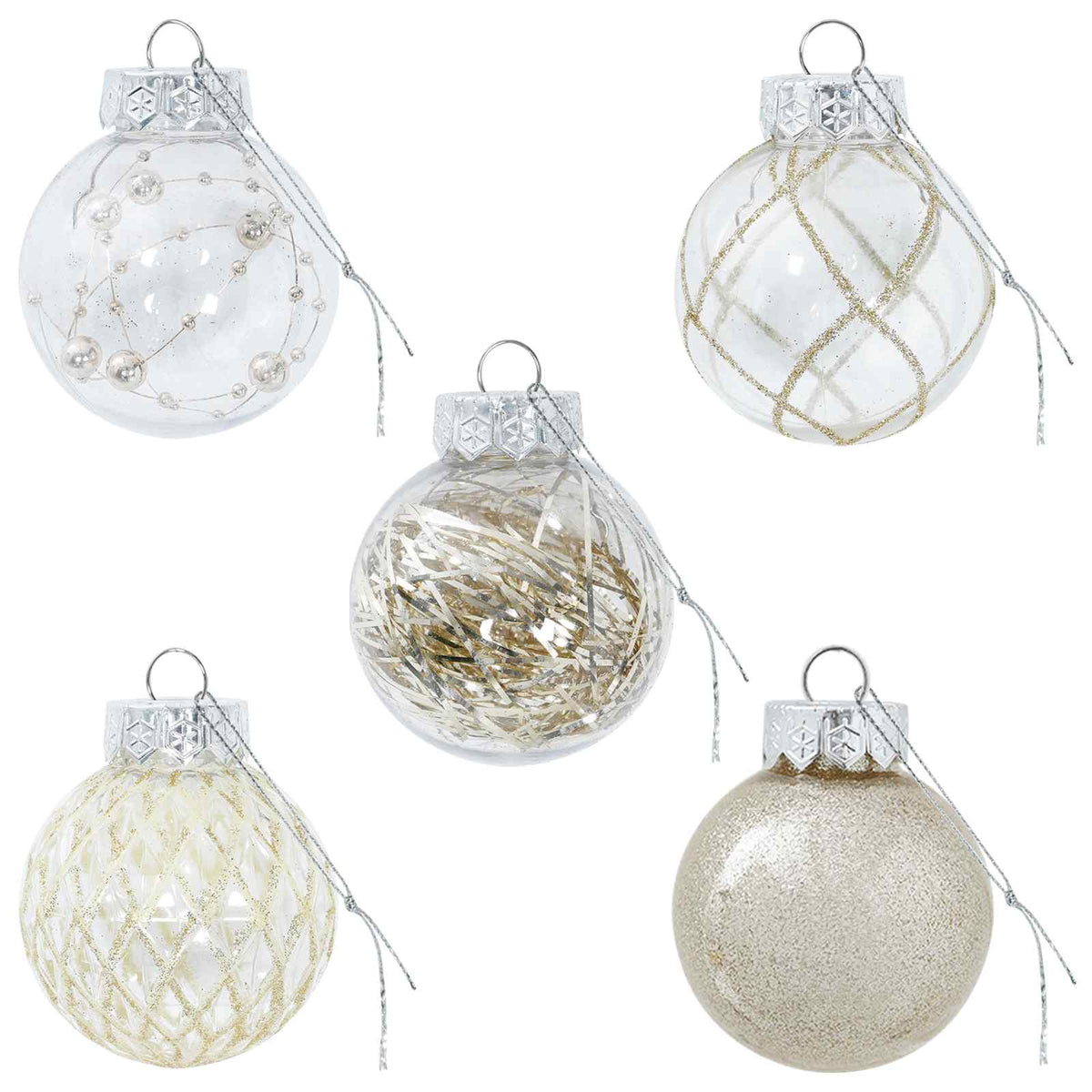 Christmas Ball Set 30 pcs Champagne Dia. 6 cm PET