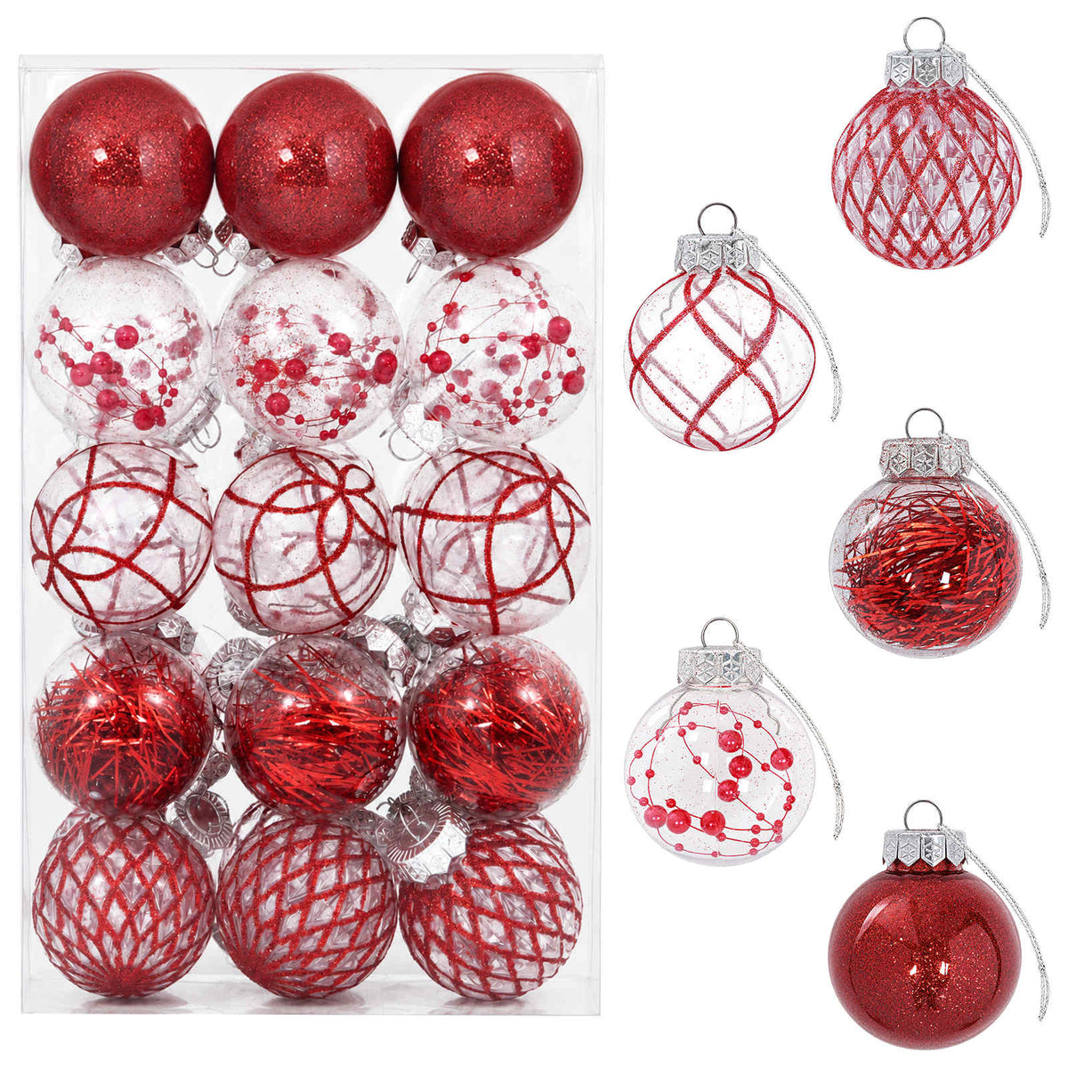 Christmas Ball Set 30 pcs Red Dia. 6 cm PET