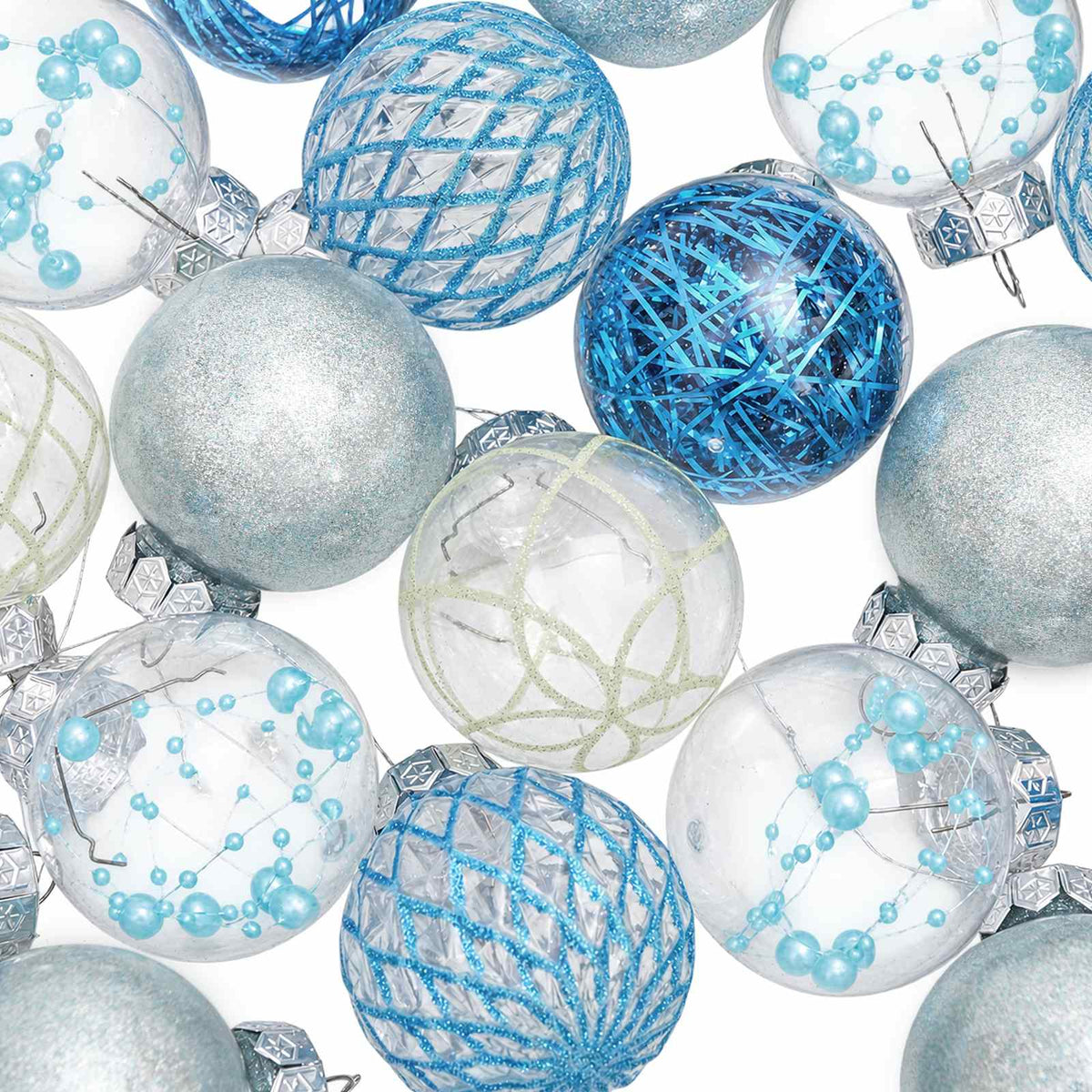 Christmas Ball Set 30 pcs Blue Dia. 6 cm PET