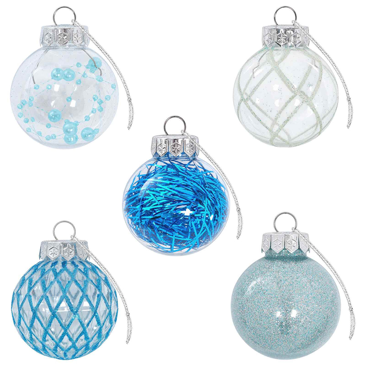 Christmas Ball Set 30 pcs Blue Dia. 6 cm PET