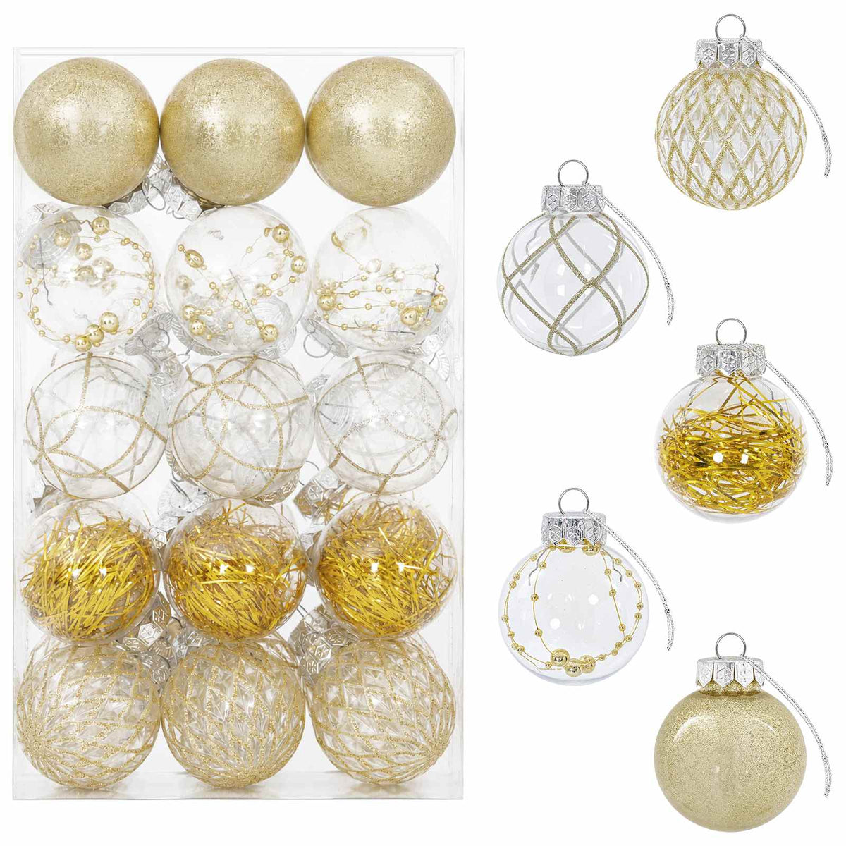 Christmas Ball Set 30 pcs Gold Dia. 6 cm PET