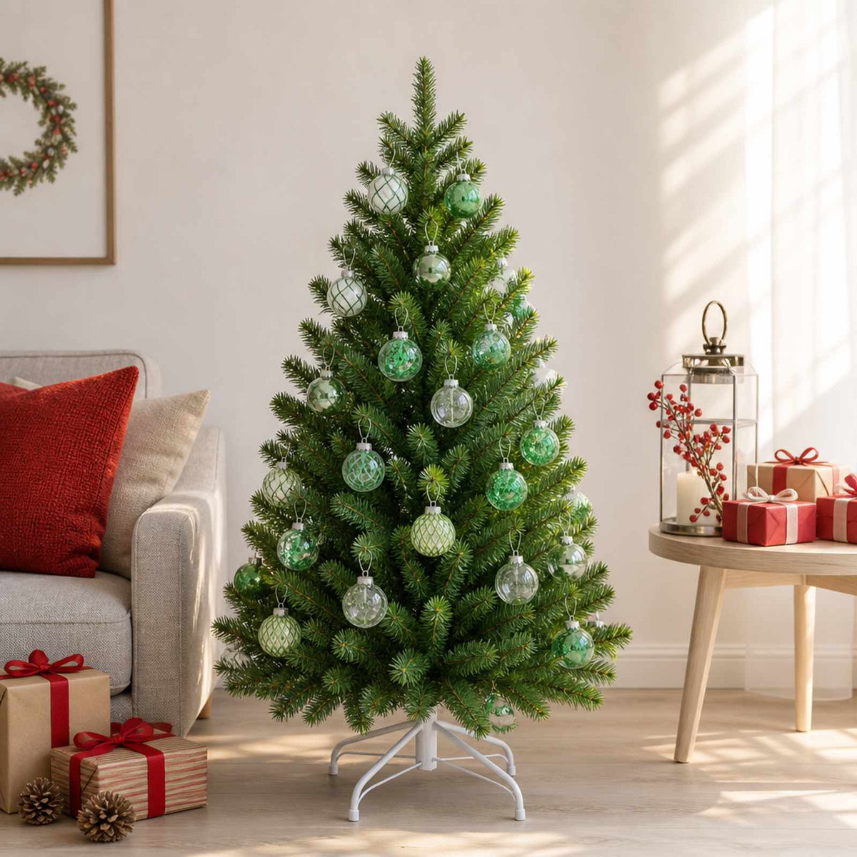 Christmas Ball Set 30 pcs Green Dia. 6 cm PET
