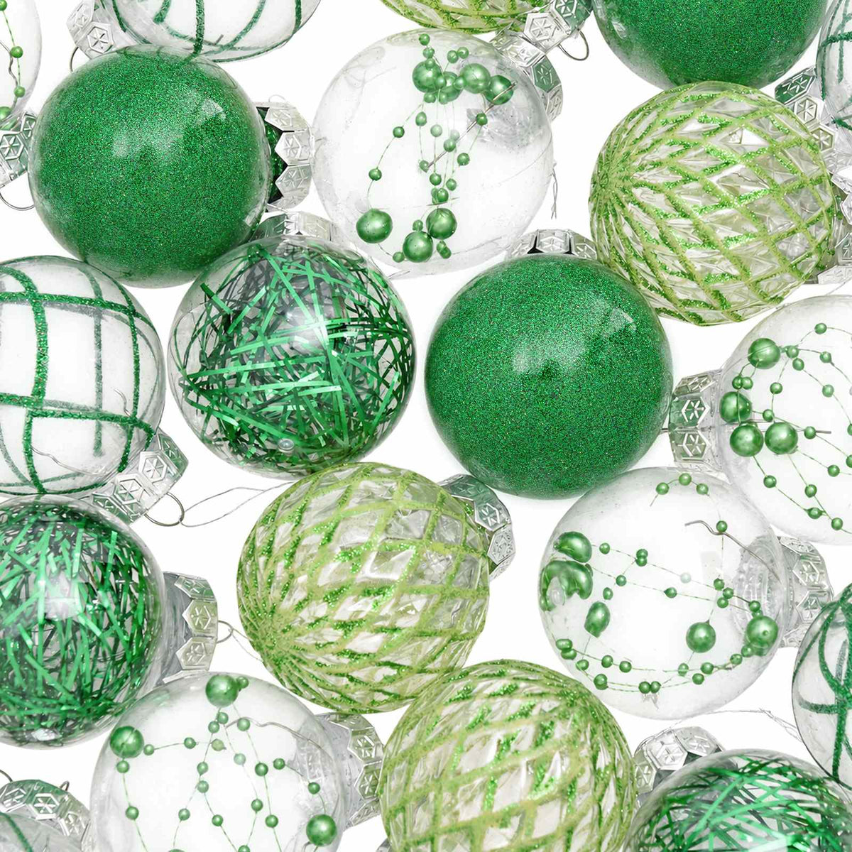 Christmas Ball Set 30 pcs Green Dia. 6 cm PET