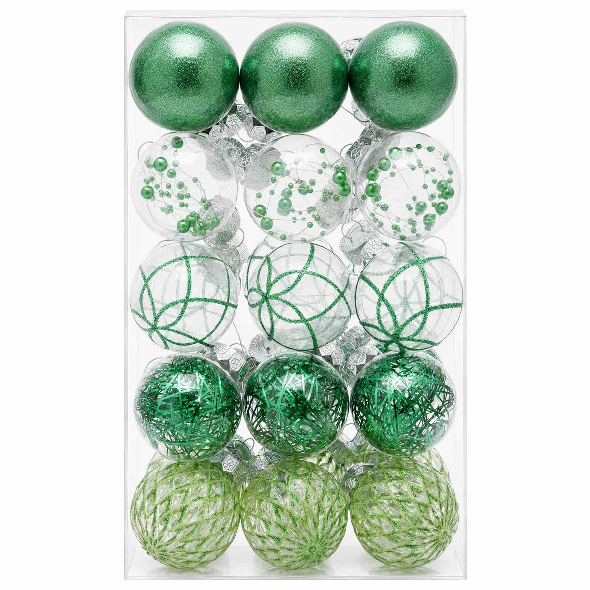 Christmas Ball Set 30 pcs Green Dia. 6 cm PET