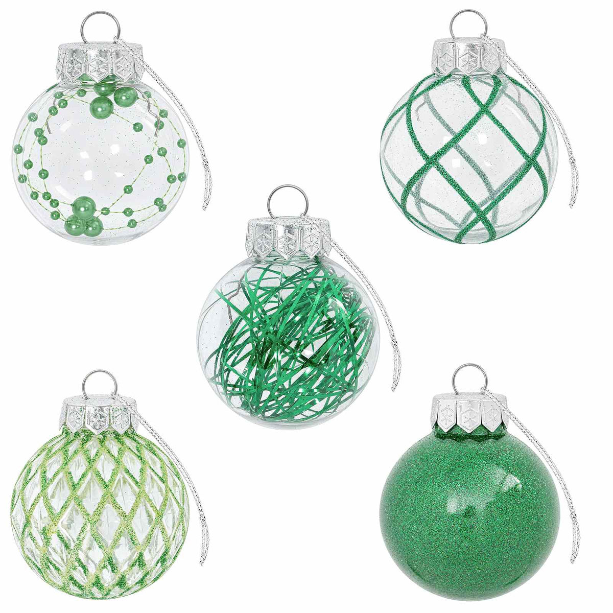 Christmas Ball Set 30 pcs Green Dia. 6 cm PET