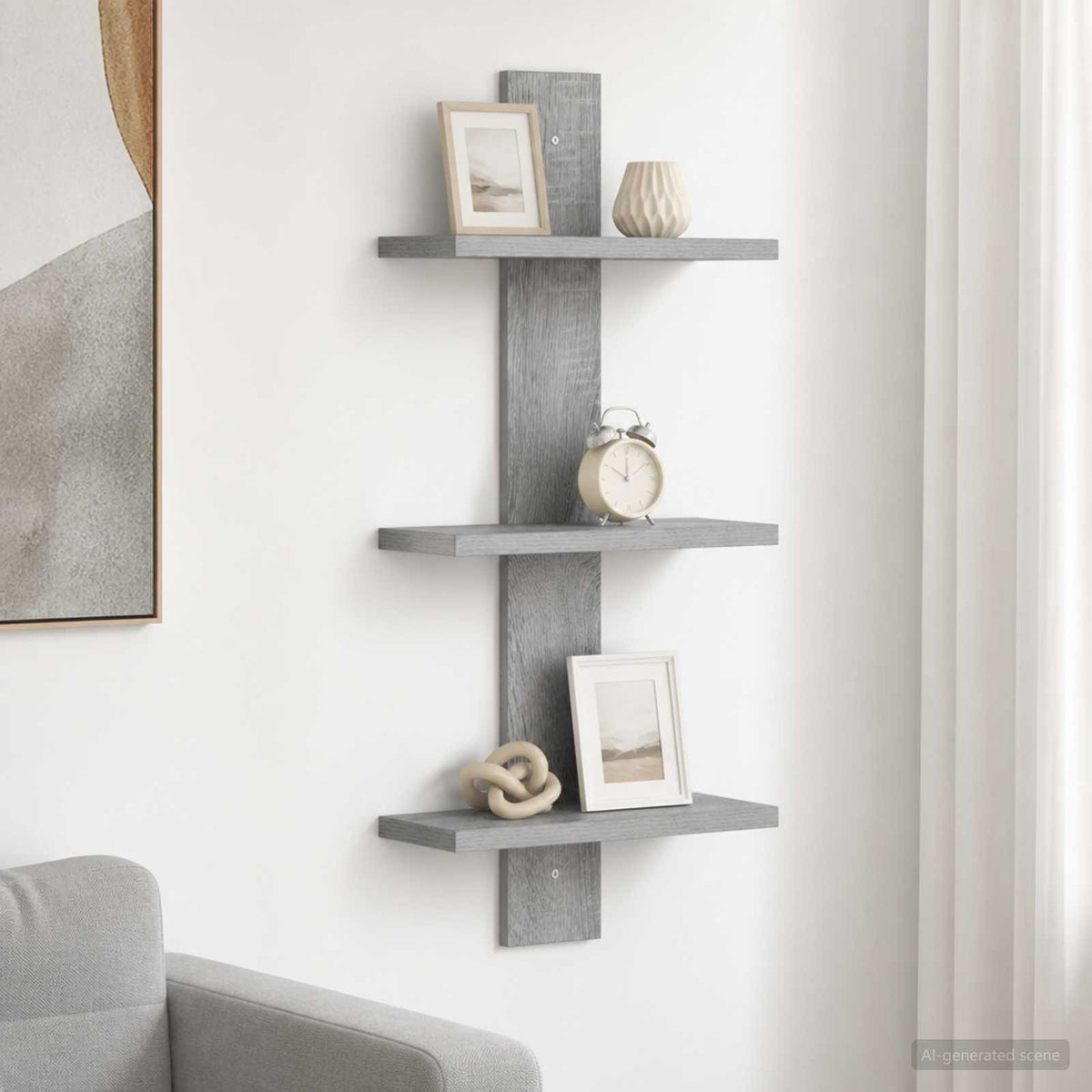 Wall Shelf Grey Sonoma 30 x 13.5 x 64.5 cm Engineered Wood