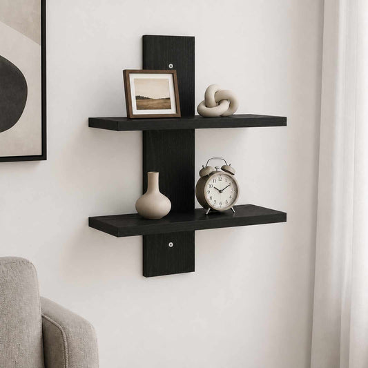 Wall Shelf Black Oak 30 x 13.5 x 43 cm Engineered Wood
