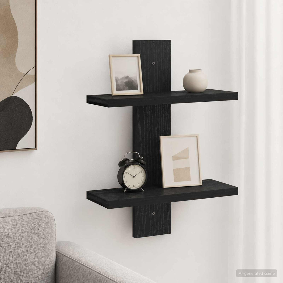 Wall Shelf Black Oak 30 x 13.5 x 43 cm Engineered Wood