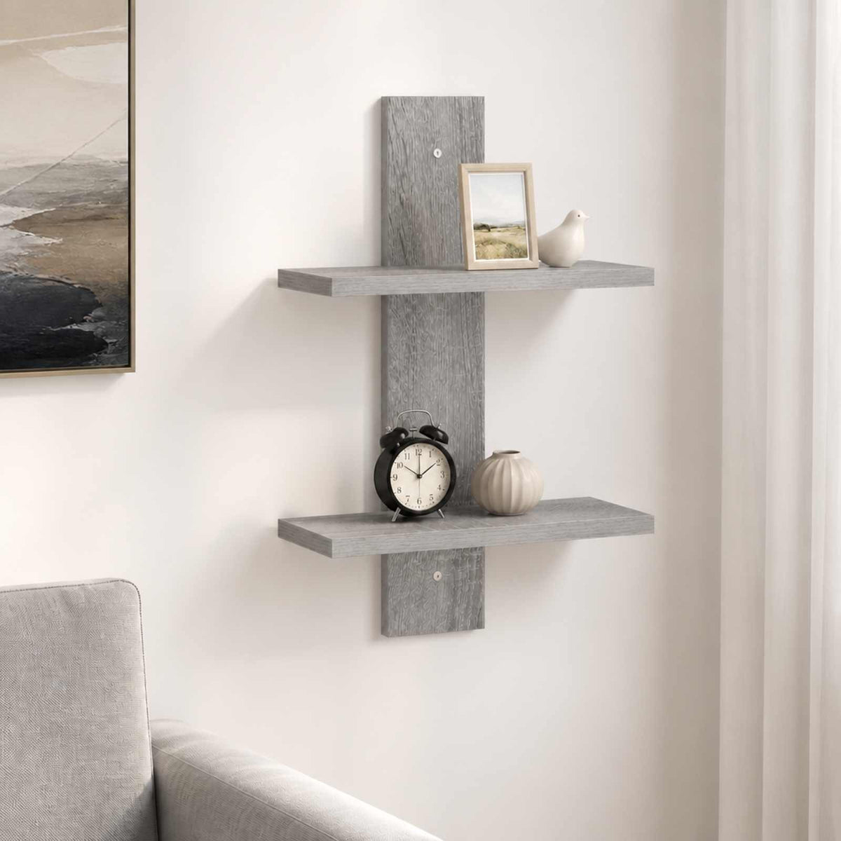 Wall Shelf Grey Sonoma 30 x 13.5 x 43 cm Engineered Wood