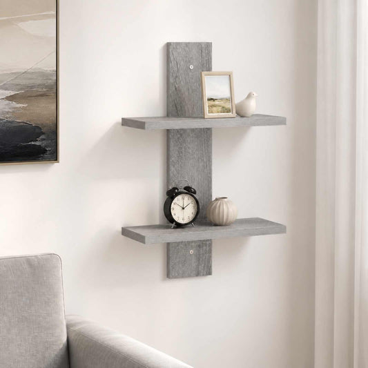 Wall Shelf Grey Sonoma 30 x 13.5 x 43 cm Engineered Wood