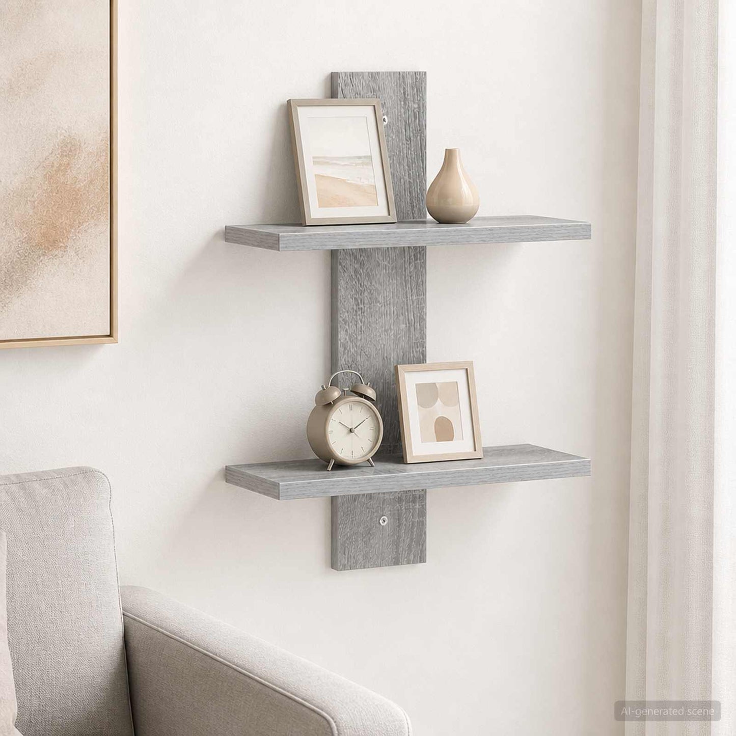 Wall Shelf Grey Sonoma 30 x 13.5 x 43 cm Engineered Wood