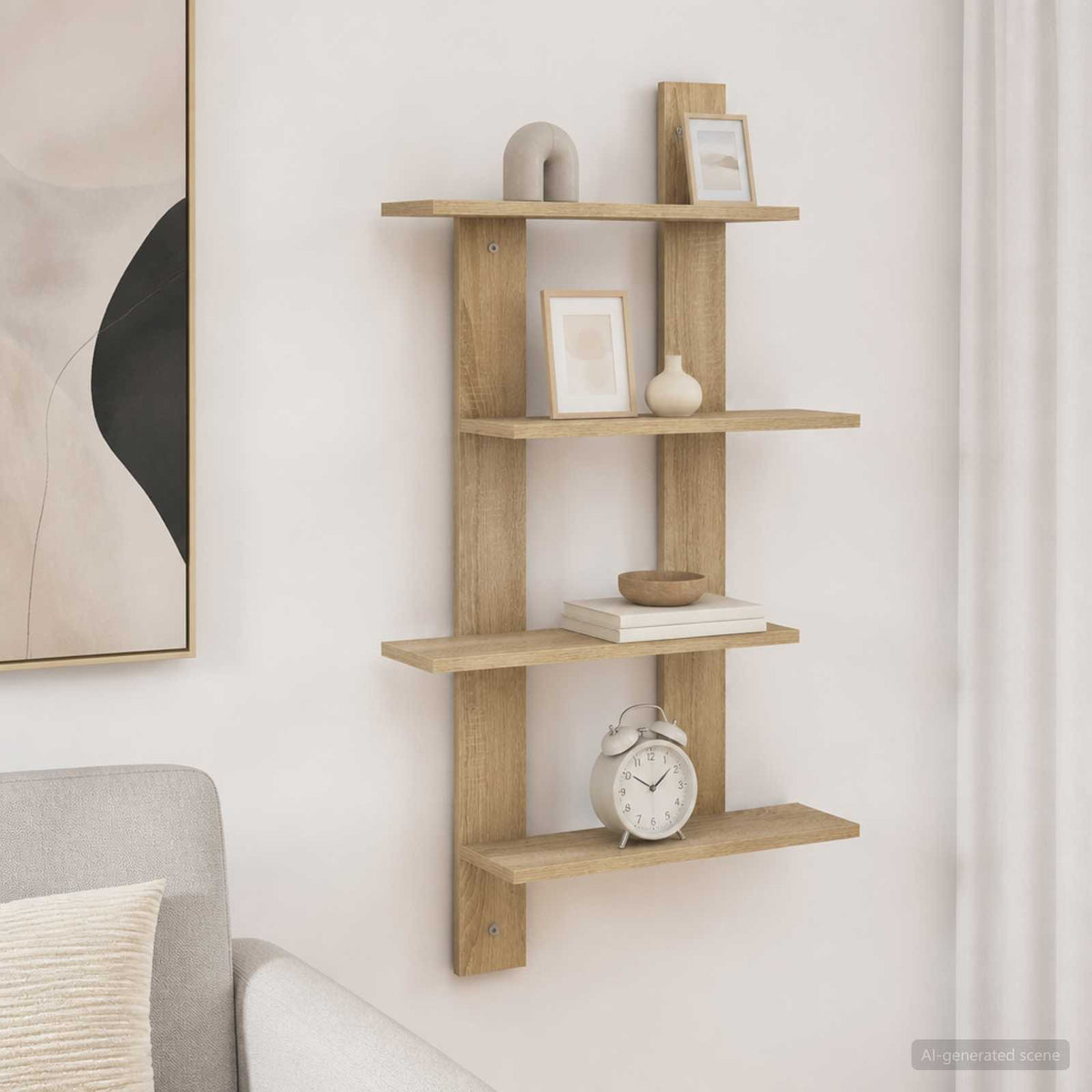 Wall Shelf Sonoma Oak 61 x 13.5 x 105 cm Engineered Wood