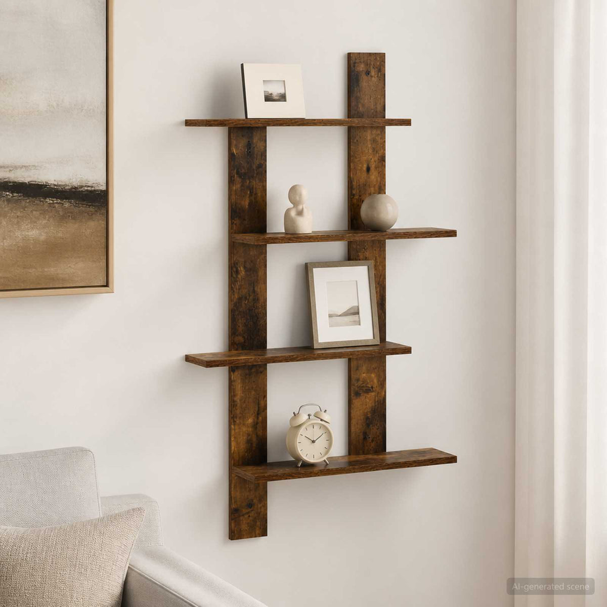 Wall Shelf Smoked Oak 61 x 13.5 x 105 cm Engineered Wood