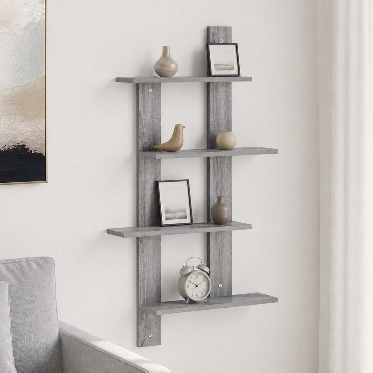 Wall Shelf Grey Sonoma 61 x 13.5 x 105 cm Engineered Wood