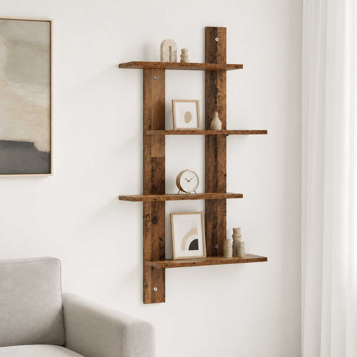 Wall Shelf Old Wood 61 x 13.5 x 105 cm Engineered Wood