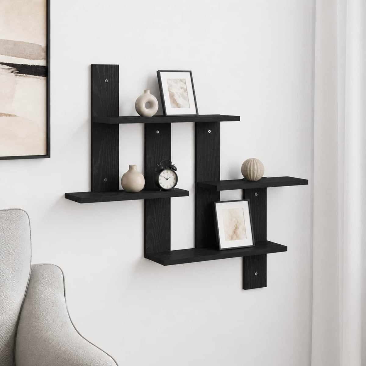 Wall Shelf Black Oak 85 x 13.5 x 73.5 cm Engineered Wood