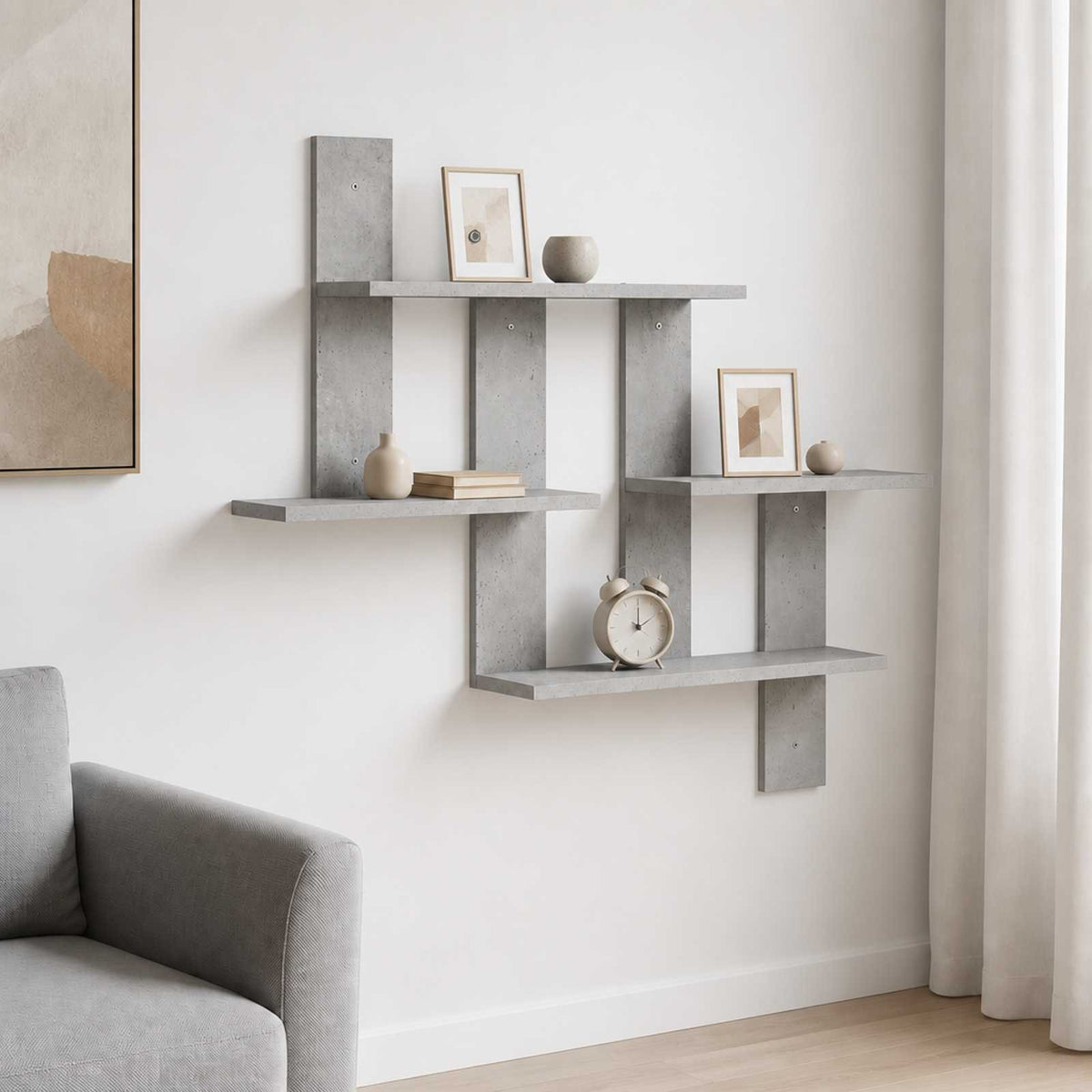 Wall Shelf Concrete Grey 85 x 13.5 x 73.5 cm Engineered Wood