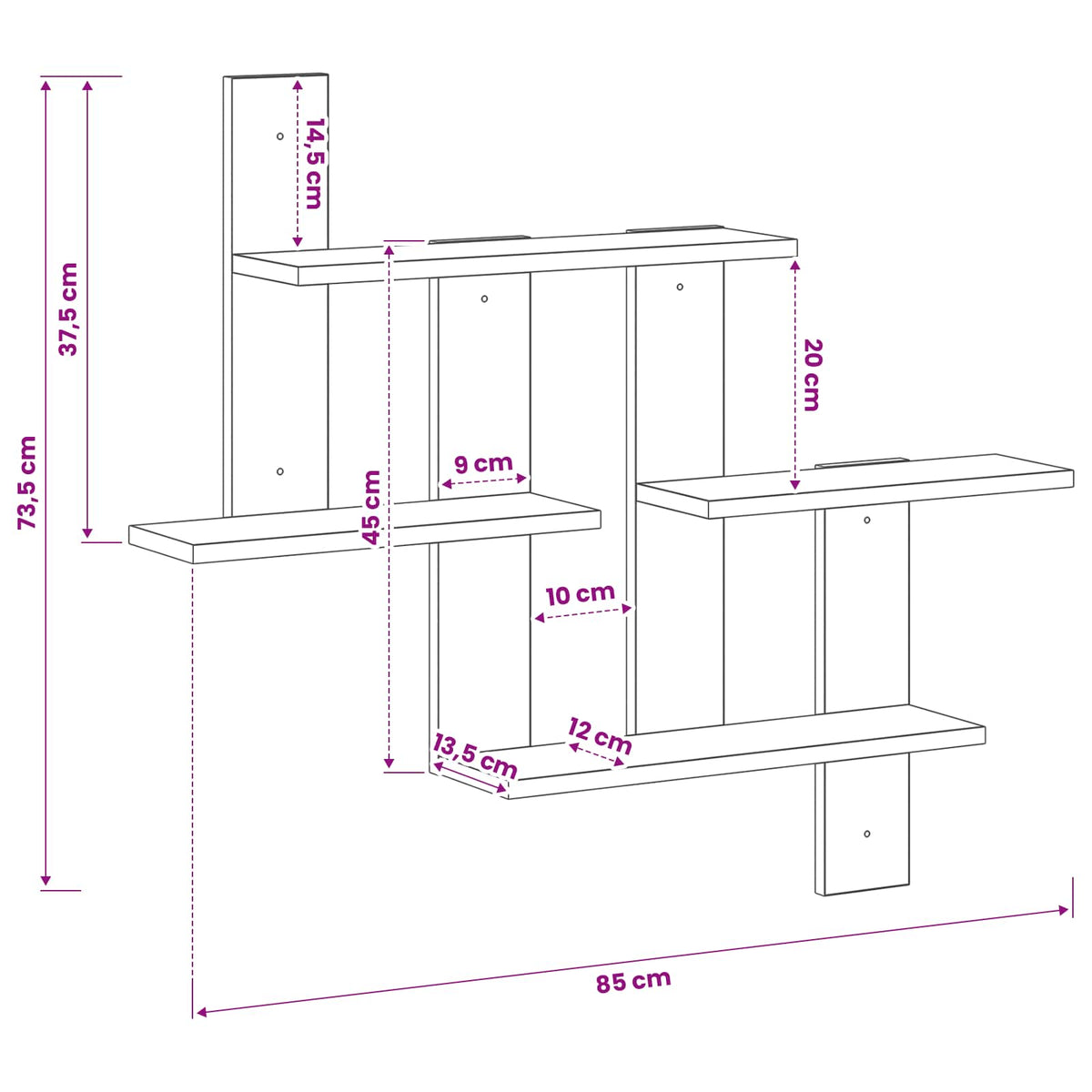 Wall Shelf Concrete Grey 85 x 13.5 x 73.5 cm Engineered Wood