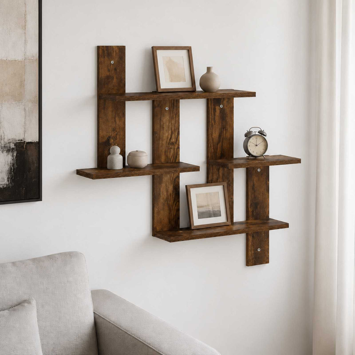 Wall Shelf Smoked Oak 85 x 13.5 x 73.5 cm Engineered Wood