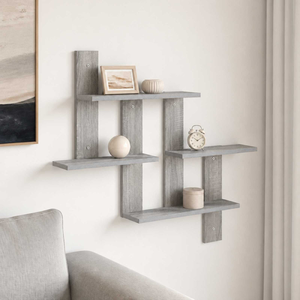 Wall Shelf Grey Sonoma 85 x 13.5 x 73.5 cm Engineered Wood