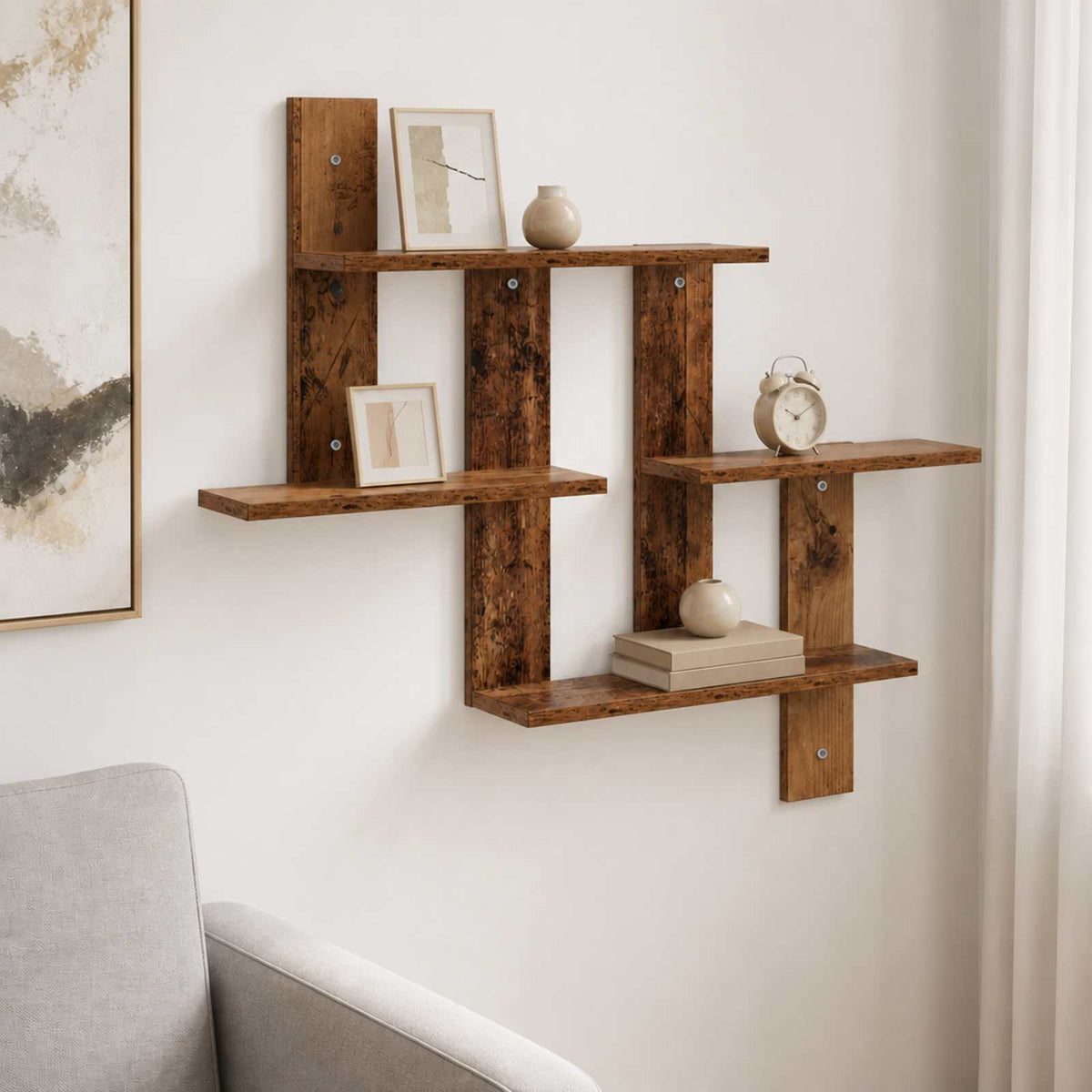 Wall Shelf Old Wood 85 x 13.5 x 73.5 cm Engineered Wood