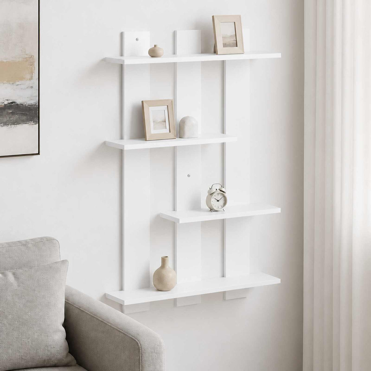 Wall Shelf White 61 x 13.5 x 88 cm Engineered Wood