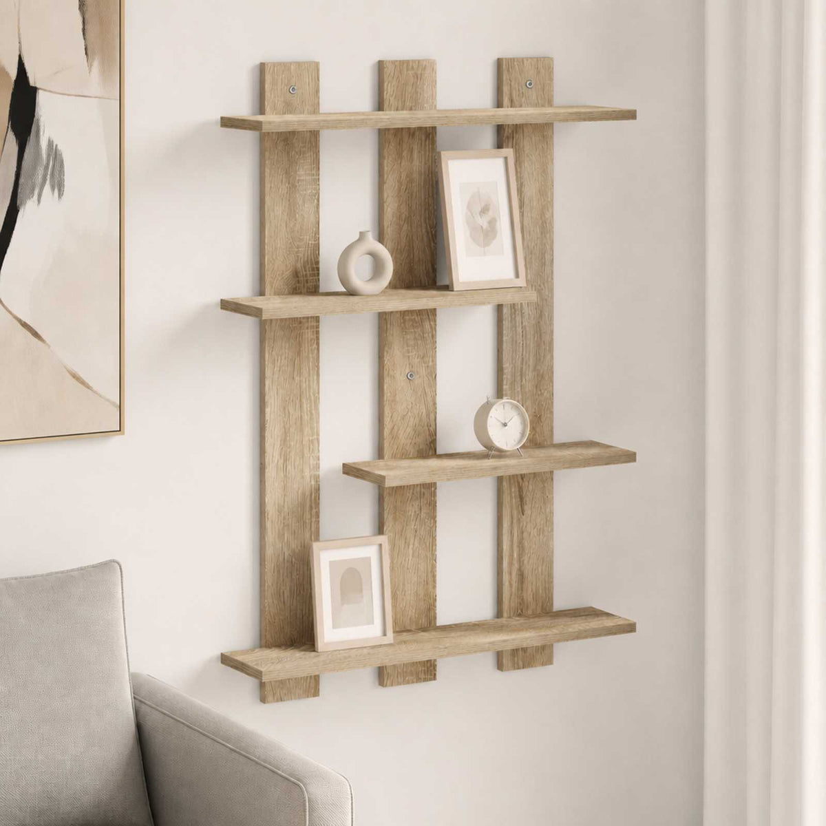 Wall Shelf Sonoma Oak 61 x 13.5 x 88 cm Engineered Wood