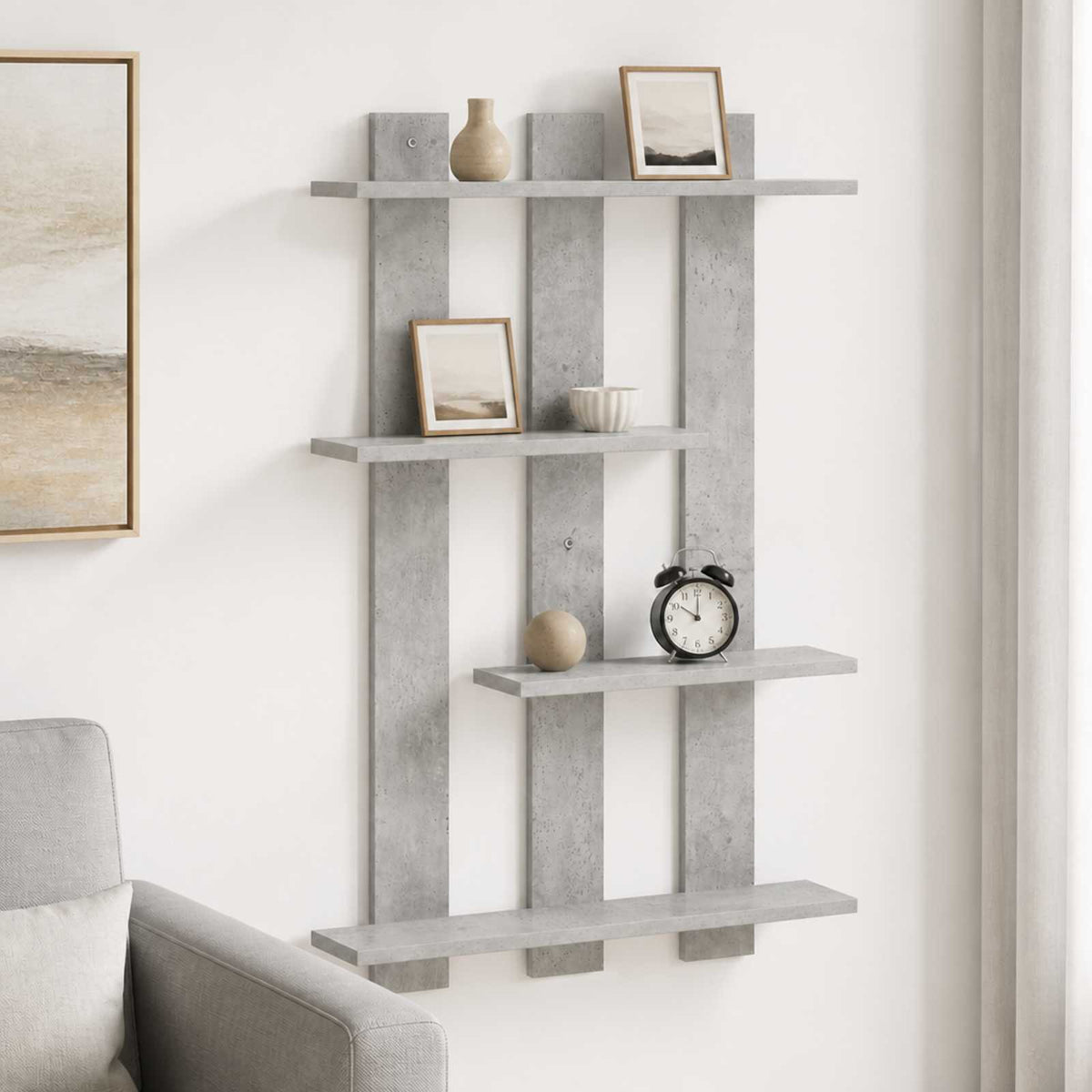 Wall Shelf Concrete Grey 61 x 13.5 x 88 cm Engineered Wood