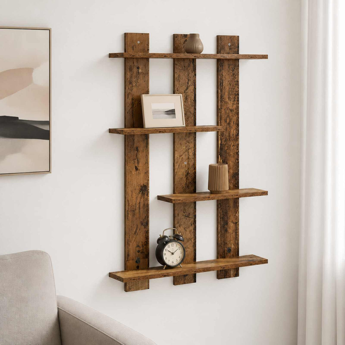 Wall Shelf Old Wood 61 x 13.5 x 88 cm Engineered Wood