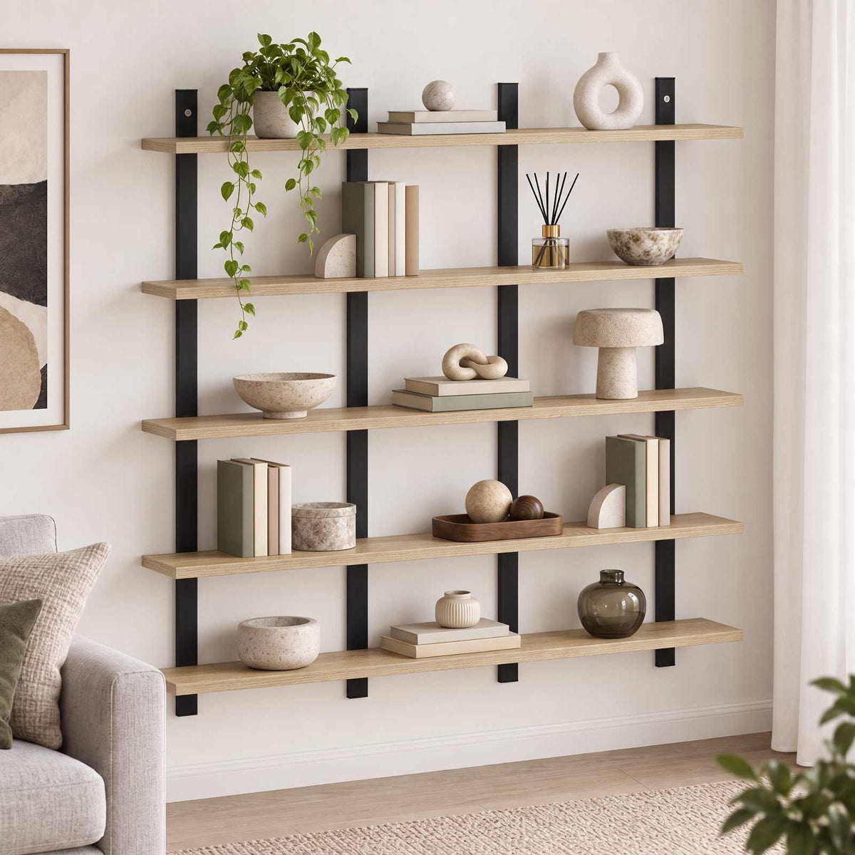 Wall Shelf Sonoma Oak 102 x 13.5 x 102 cm Engineered Wood